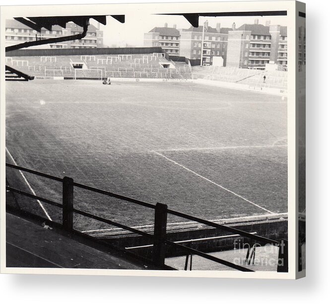  Acrylic Print featuring the photograph Queens Park Rangers - Loftus Road - School End 1 - 1964 - BW by Legendary Football Grounds