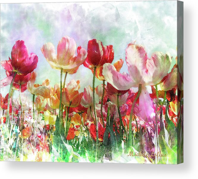 Tulips Acrylic Print featuring the digital art Reaching for the Sky by Michele A Loftus