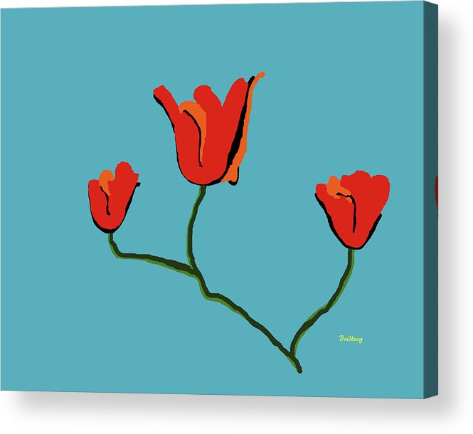 Postmodernism Acrylic Print featuring the digital art Red Flowers by David Bridburg