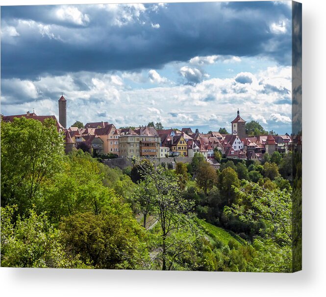 Rooftops Acrylic Print featuring the photograph Red Rooftops - Rothenburg by Pamela Newcomb