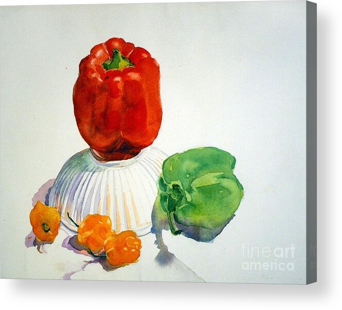 Peppers Acrylic Print featuring the painting Red Rules by Elizabeth Carr