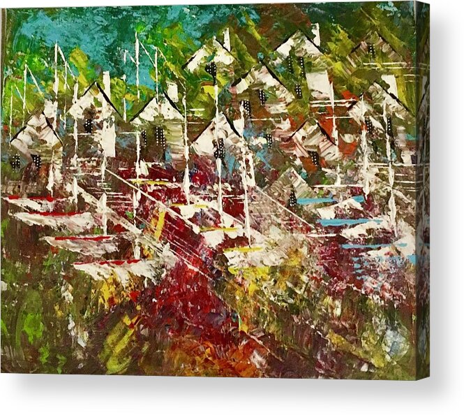 Abstract Acrylic Print featuring the painting Resort Living by George Riney