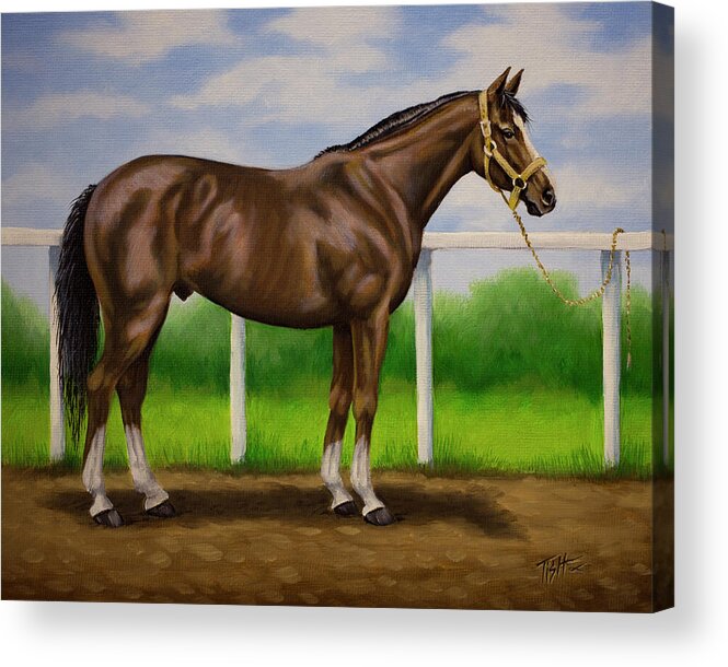 Race Horse Acrylic Print featuring the painting Rest Day Racer by Tish Wynne