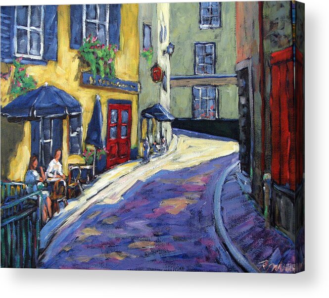 Restaurant Acrylic Print featuring the painting Resto Le Cochon Dingue in old Quebec by Richard T Pranke