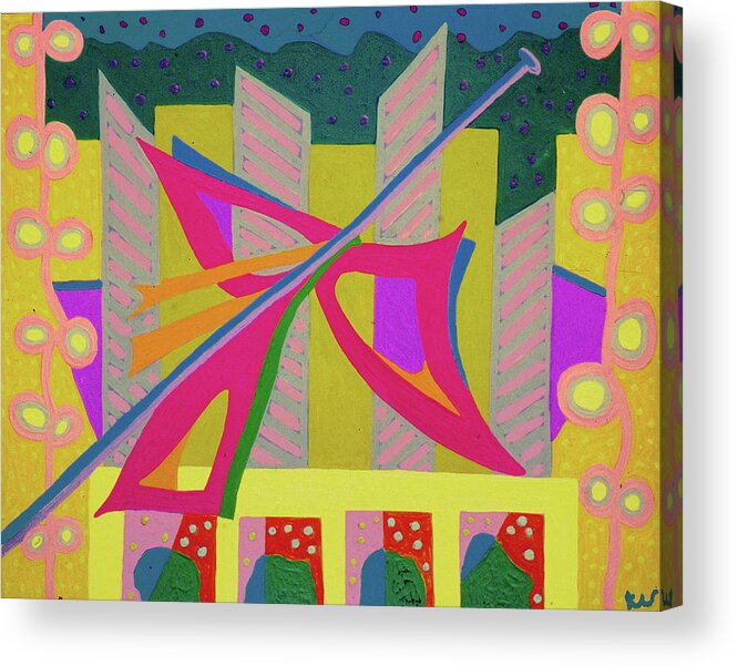Pattern Art Acrylic Print featuring the painting Ribbon Madness by Rod Whyte