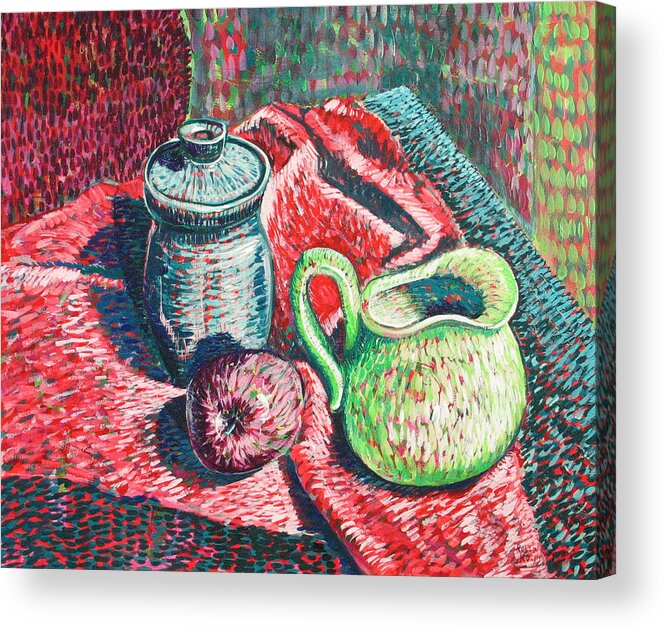 Still Life Acrylic Print featuring the painting Richards Pitcher In Green by Rollin Kocsis