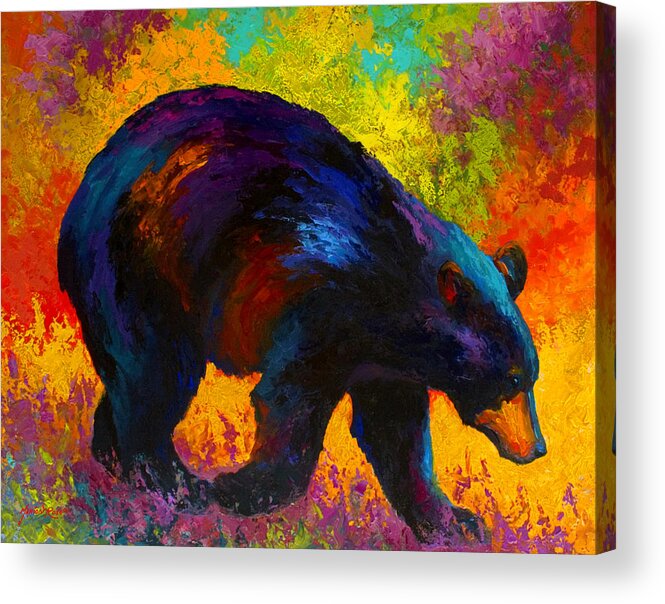 Bear Acrylic Print featuring the painting Roaming - Black Bear by Marion Rose