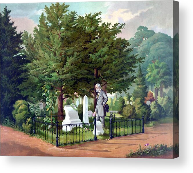 Robert E Lee Acrylic Print featuring the painting Robert E. Lee Visits Stonewall Jackson's Grave by War Is Hell Store
