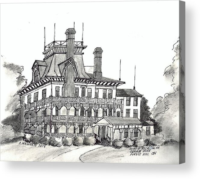 Summer Homes Acrylic Print featuring the drawing Rockefellow Summer Hone by Paul Meinerth