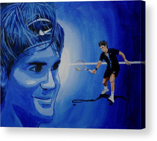 Roger Federer Acrylic Print featuring the painting Roger Federer by Quwatha Valentine