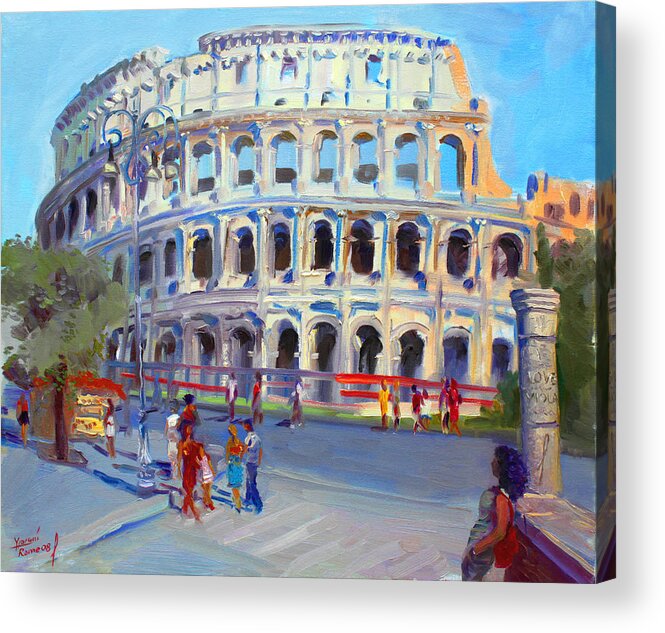 Anfiteatro Flavio Acrylic Print featuring the painting Rome Colosseum by Ylli Haruni