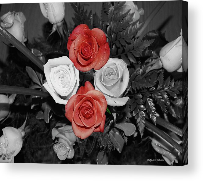 Black And White Photographs Acrylic Print featuring the digital art Rose Bouquet by DigiArt Diaries by Vicky B Fuller