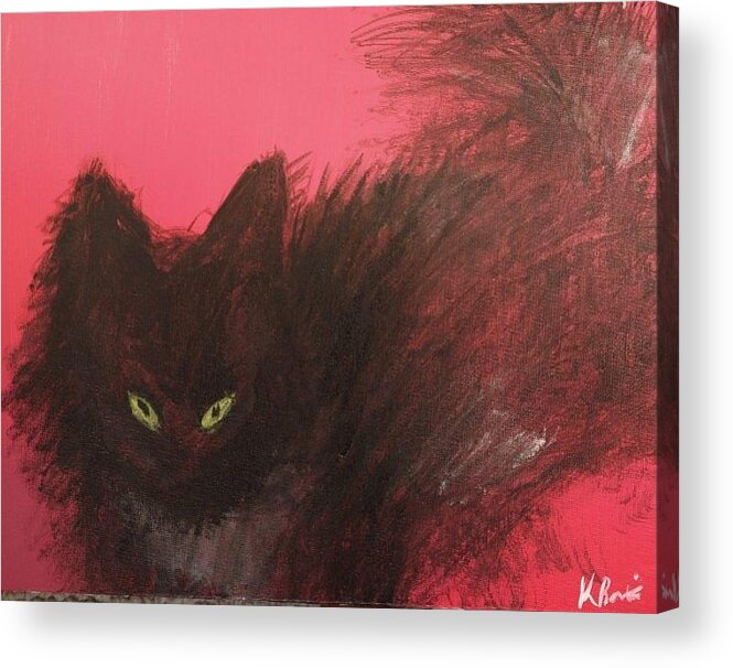 Cat Acrylic Print featuring the painting Rose-Colored Glasses by Kathryn Bartizek