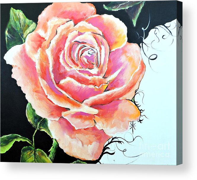Flora Acrylic Print featuring the painting Rose by Jodie Marie Anne Richardson Traugott     aka jm-ART