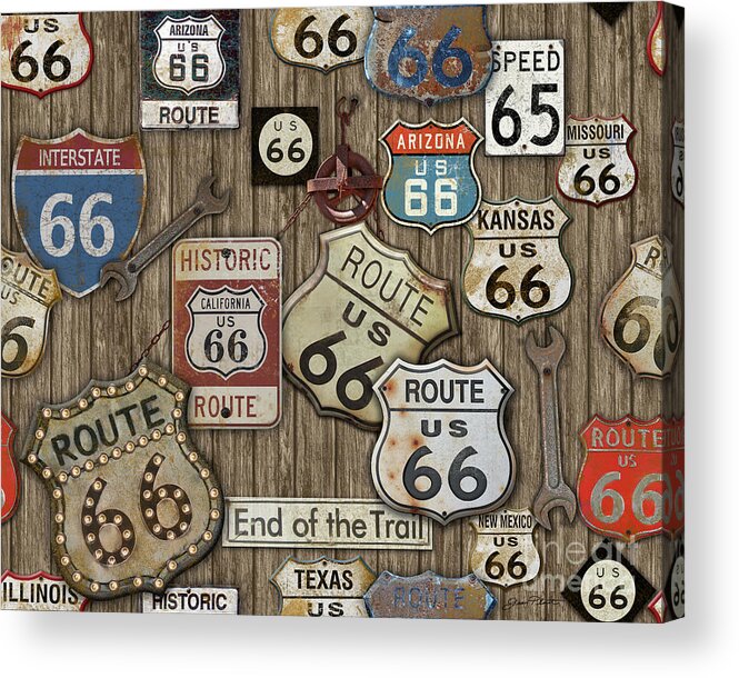 Route 66 Acrylic Print featuring the painting Route 66-JP3956 by Jean Plout