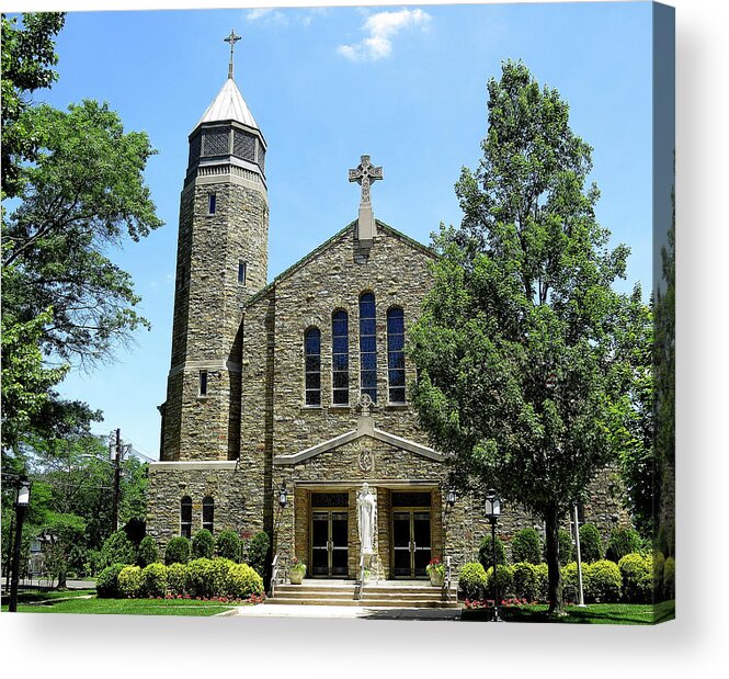 Catholic Church Acrylic Print featuring the photograph Sacred Heart Catholic Church in Riverton New Jersey by Linda Stern