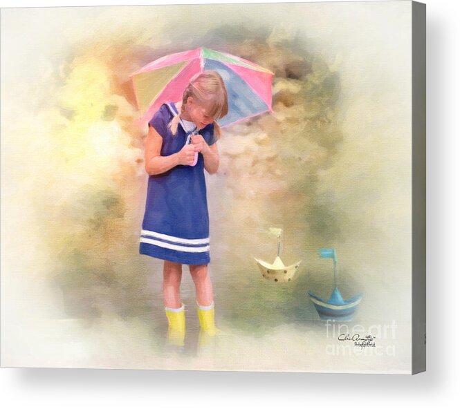 Summer Acrylic Print featuring the painting Playing in the Rain by Chris Armytage