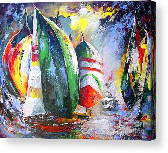Sailing Boats Painting Acrylic Print featuring the painting Sailing Regatta by Miki De Goodaboom