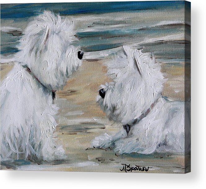 Art Acrylic Print featuring the painting Salty Dawgs by Mary Sparrow
