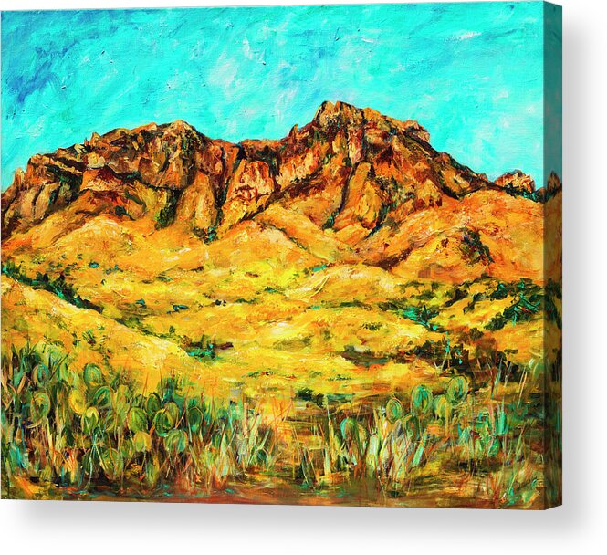 Sancristos Acrylic Print featuring the painting San Cristo Mountains by Sally Quillin