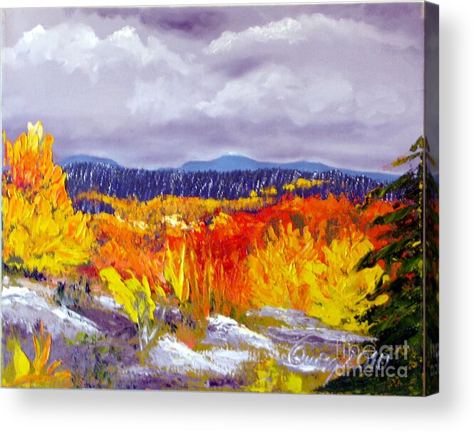 Landscape Acrylic Print featuring the painting Santa Fe Aspens series 1 of 8 by Carl Owen