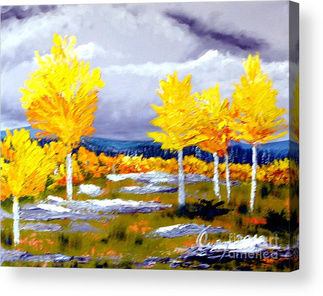 Landscape Acrylic Print featuring the painting Santa Fe Aspens series 2 of 8 by Carl Owen