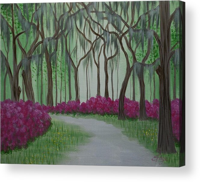 Spanish Moss Acrylic Print featuring the painting Savannah Spring by Emily Page