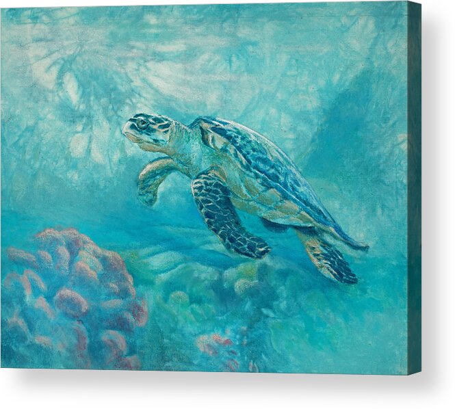 Sea Acrylic Print featuring the painting Sea Turtle by Vicky Russell