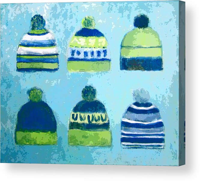 Seahawks Acrylic Print featuring the painting Seahawks Caps by Kazumi Whitemoon