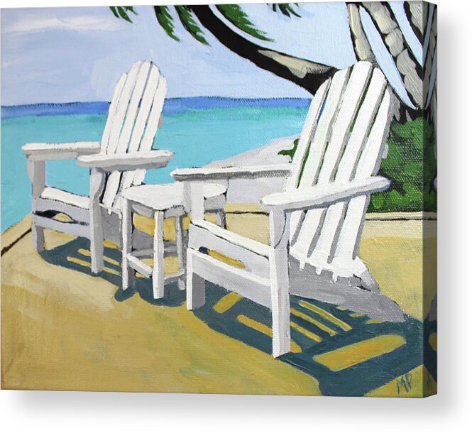 Texas Artist Acrylic Print featuring the painting Seaside Chairs by Melinda Patrick