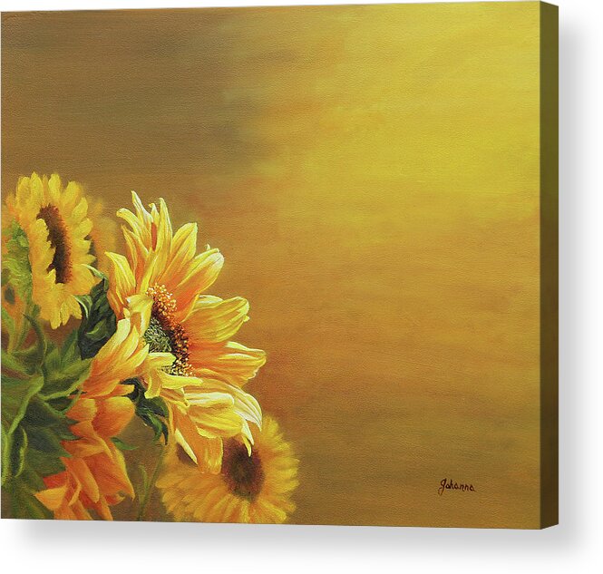 Flowers Acrylic Print featuring the painting Shades Of Gold by Johanna Lerwick