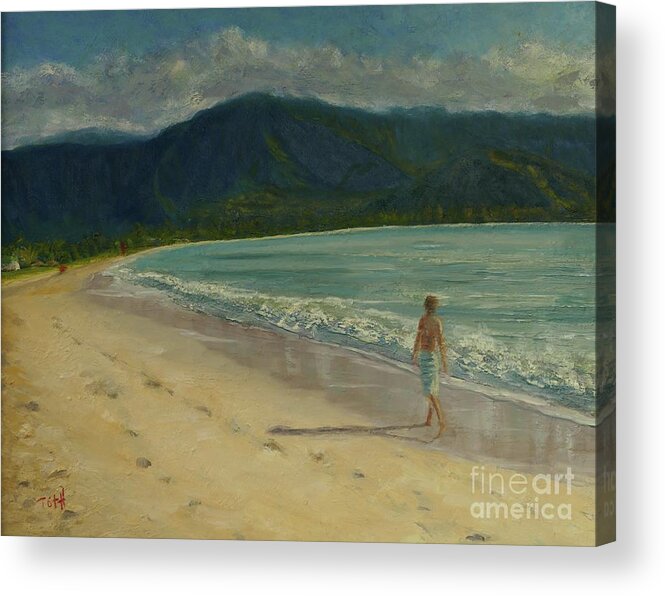 Hanalei Acrylic Print featuring the painting She Looks Straight Ahead by Laura Toth