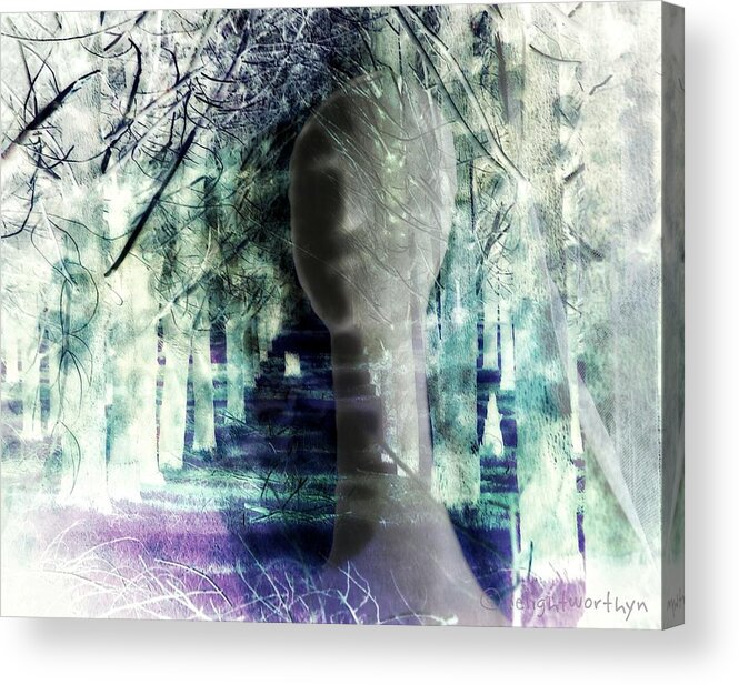 Winter Landscape Acrylic Print featuring the digital art She Thought She's Never Be Alone Again by Delight Worthyn