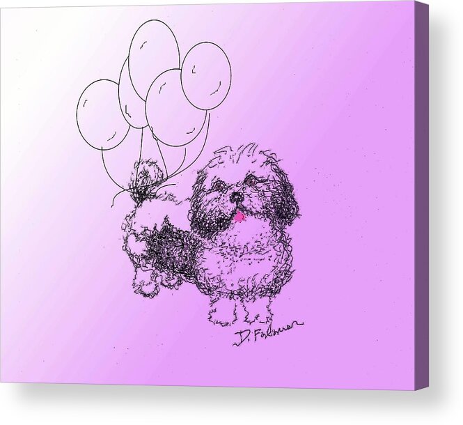 Animal Acrylic Print featuring the drawing Shih Tzu by Denise F Fulmer