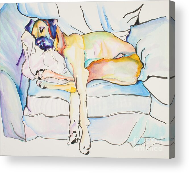 Great Dane Acrylic Print featuring the painting Sleeping Beauty by Pat Saunders-White