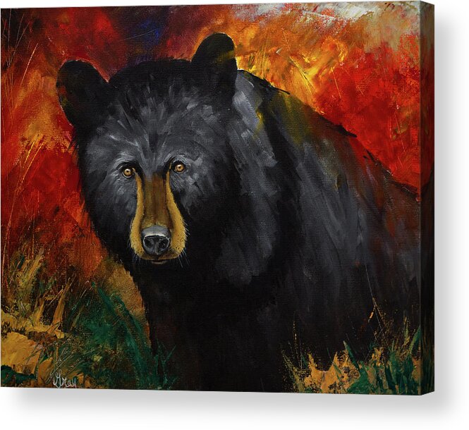 Black Bear Acrylic Print featuring the painting Smoky Mountain Black Bear by Gray Artus
