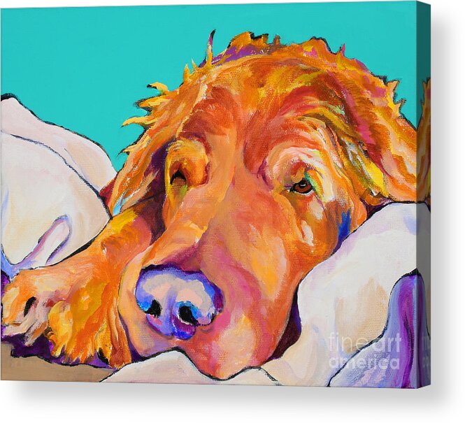 Dog Poortraits Acrylic Print featuring the painting Snoozer King by Pat Saunders-White