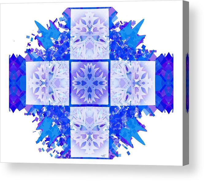 Design Acrylic Print featuring the digital art Snowflake Cross by Adria Trail