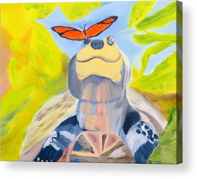 Turtle Acrylic Print featuring the painting Solace by Meryl Goudey