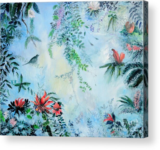 Paradise-garden Acrylic Print featuring the painting Somewhere In Paradise by Dagmar Helbig
