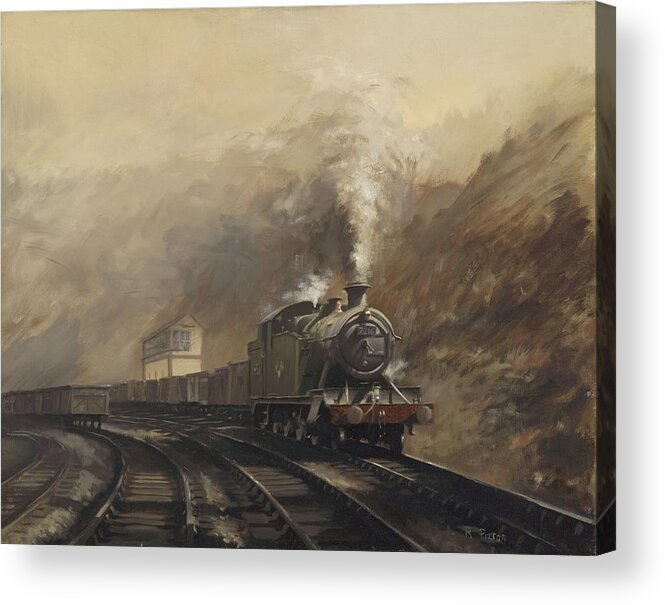 Steam Acrylic Print featuring the painting South Wales Coal Train by Richard Picton