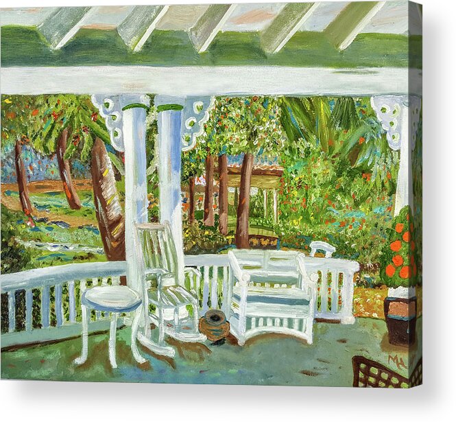 Porch Acrylic Print featuring the painting Southern Porches by Margaret Harmon