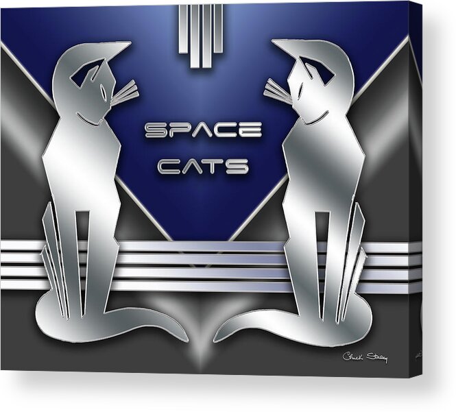 Space Cats Acrylic Print featuring the digital art Space Cats by Chuck Staley