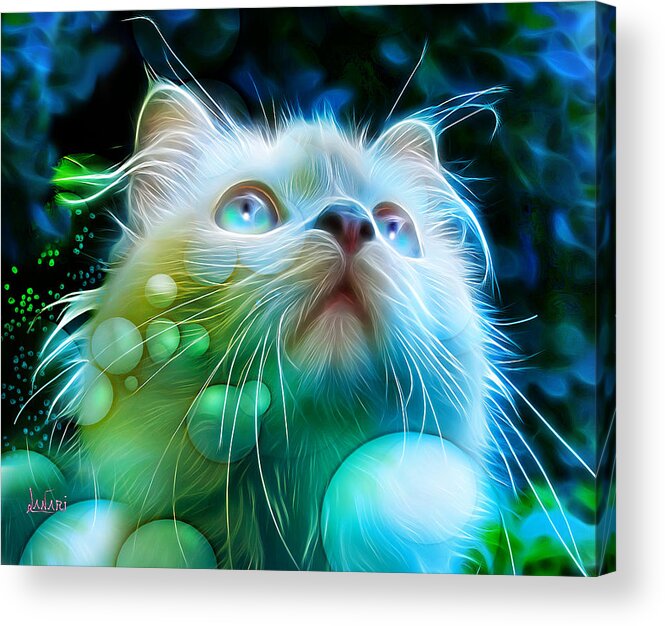Animals Acrylic Print featuring the digital art Spektrel cat by Ombretta Lanari