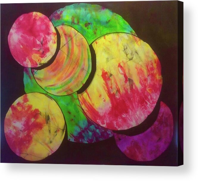 Spheres Acrylic Print featuring the tapestry - textile Spheres by Kay Shaffer
