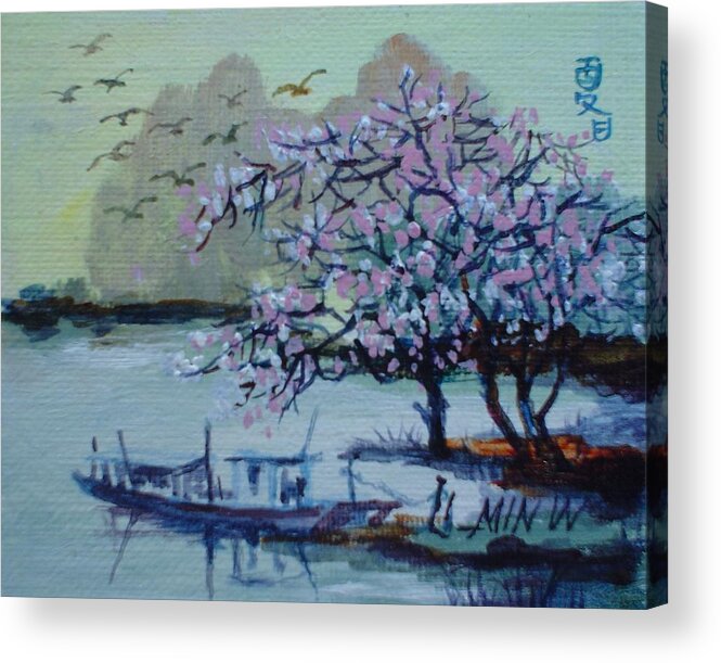 Spring Acrylic Print featuring the painting Spring Blossoms by L R B