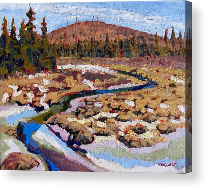 Spring Acrylic Print featuring the painting Spring Marsh Algonquin by Phil Chadwick