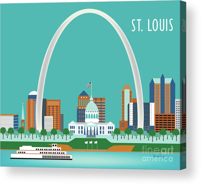 St. Louis Acrylic Print featuring the digital art St. Louis Missouri Horizontal Skyline by Karen Young