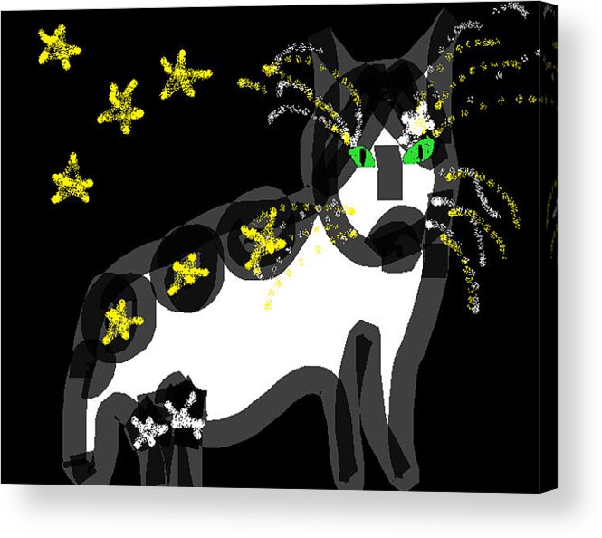 Stars And Cats Acrylic Print featuring the painting Starlight by Anita Dale Livaditis