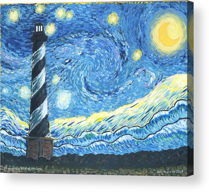 Hatteras Acrylic Print featuring the painting Starry Night Hatteras by Jim Harris